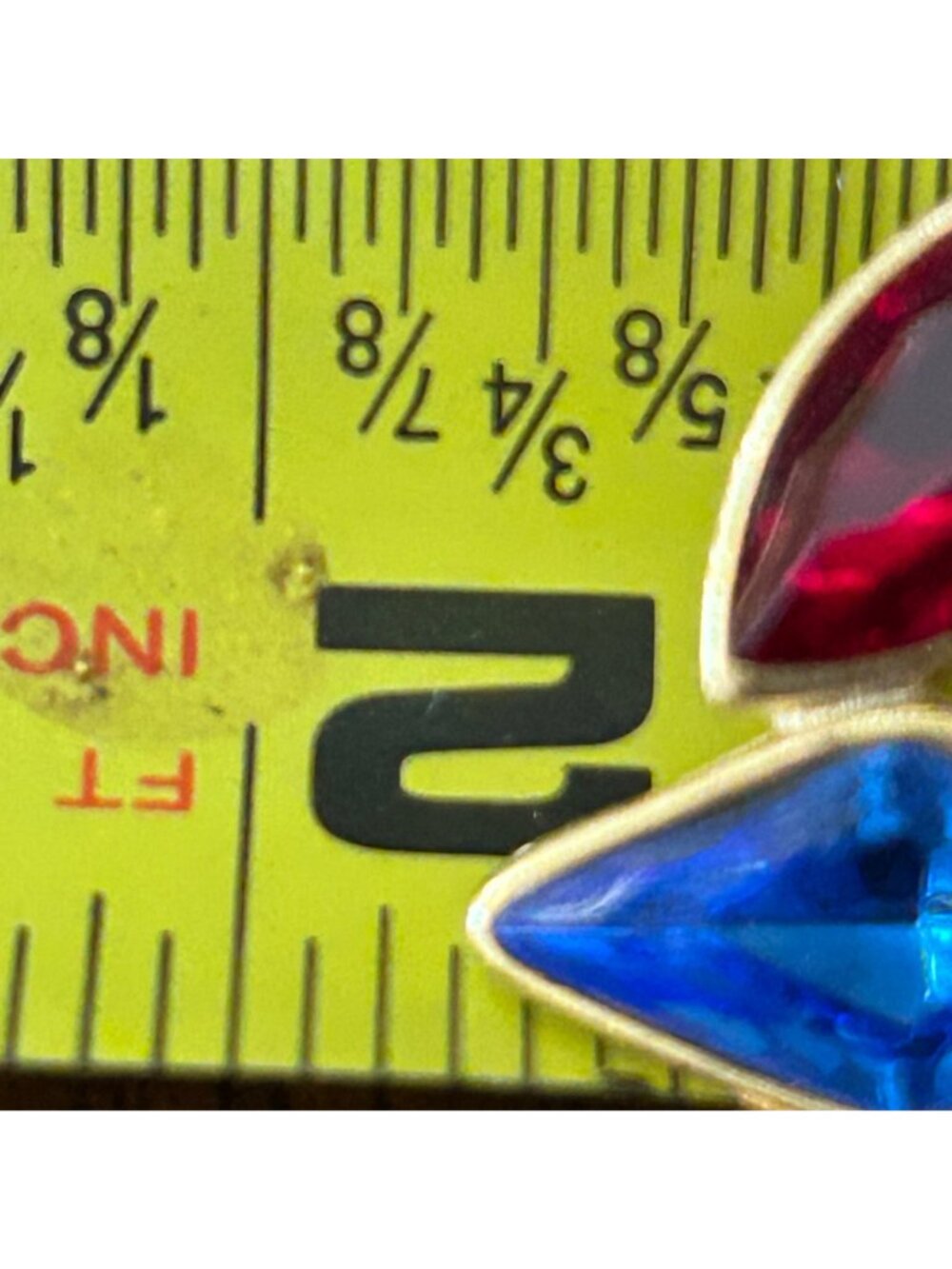 Vintage Gold Tone Multi-Color Brooch Pin Jewel Colored Rhinestone Statement 1990 - Picture 12 of 12